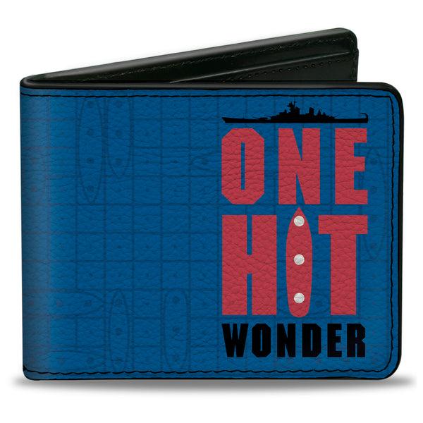 Buckle-Down Bi-Fold Wallet - BATTLESHIP ONE HIT WONDER and Title Logo Ocean Grid Blues/Black/Red