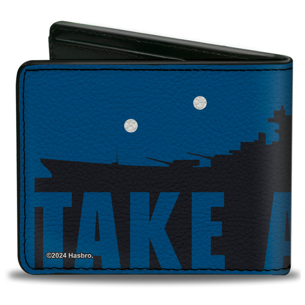 Buckle-Down Bi-Fold Wallet - Battleship Silhouette TAKE A SHOT Blues/White