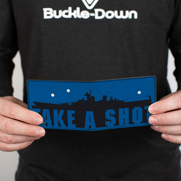 Buckle-Down Bi-Fold Wallet - Battleship Silhouette TAKE A SHOT Blues/White