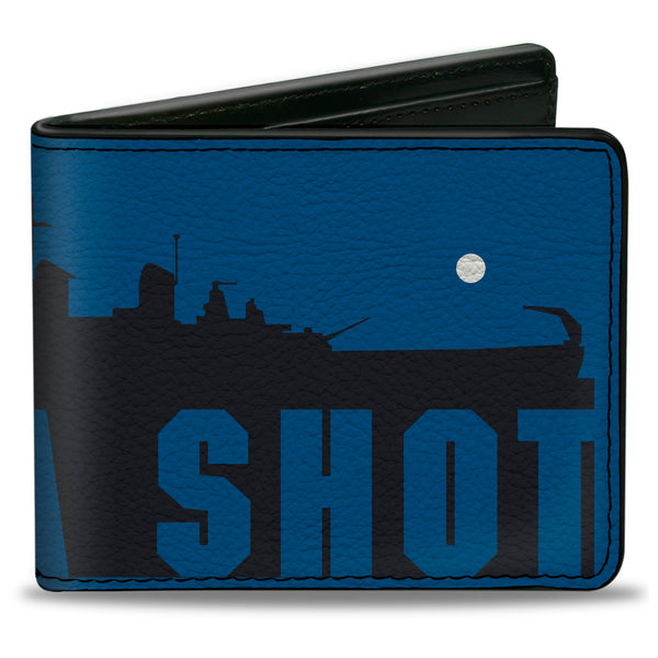 Buckle-Down Bi-Fold Wallet - Battleship Silhouette TAKE A SHOT Blues/White