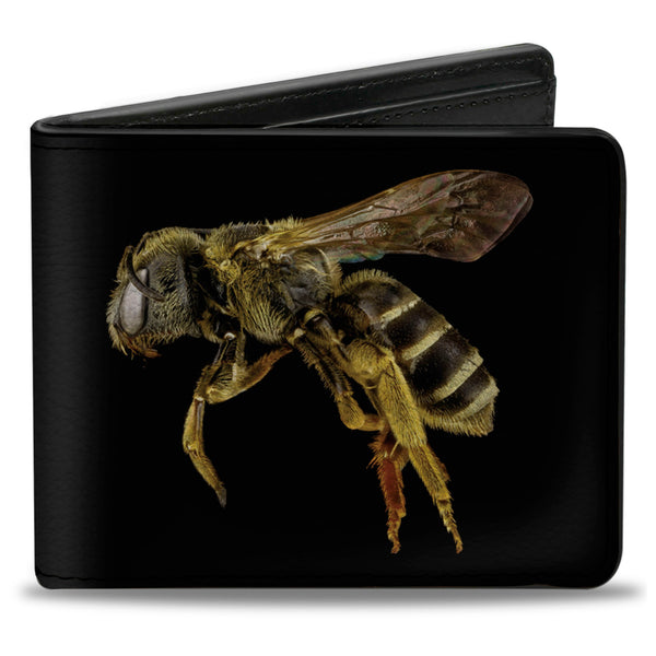 Buckle-Down Bi-Fold Wallet - Bee Vivid Side View Black