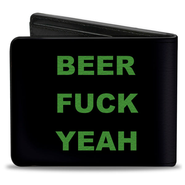 Buckle-Down Bi-Fold Wallet - BEER FUCK YEAH Black Neon Green