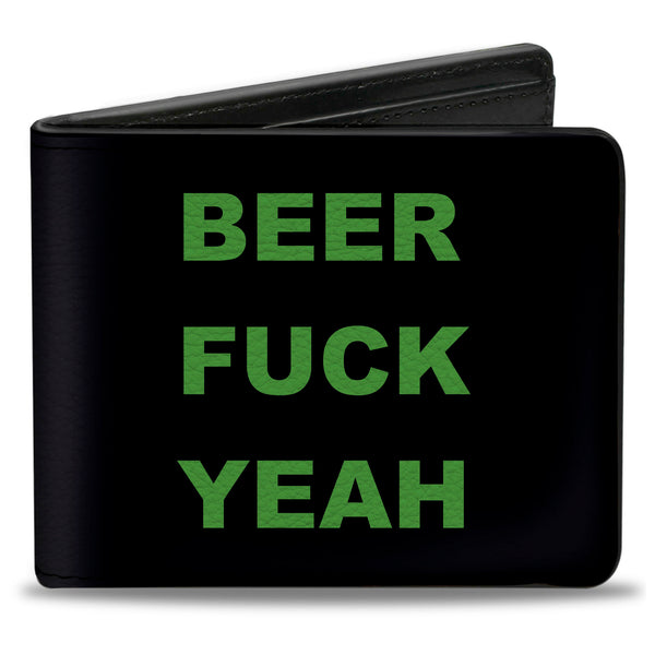 Buckle-Down Bi-Fold Wallet - BEER FUCK YEAH Black Neon Green