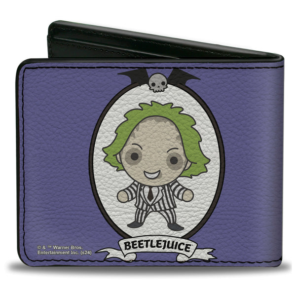 Buckle-Down Bi-Fold Wallet - BEETLEJUICE Chibi Full Body Portrait Pose Blue