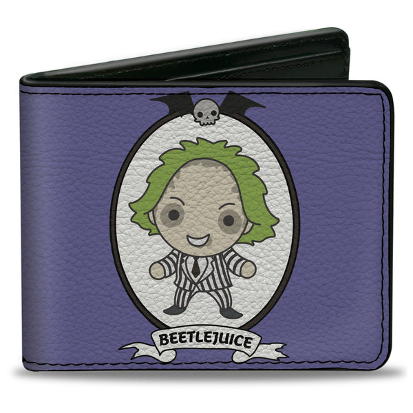 Buckle-Down Bi-Fold Wallet - BEETLEJUICE Chibi Full Body Portrait Pose Blue