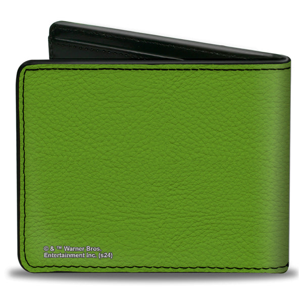 Buckle-Down Bi-Fold Wallet - BEETLEJUICE Face And Text Green/Purple