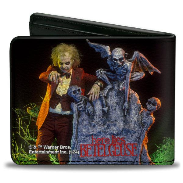 Buckle-Down Bi-Fold Wallet - Beetlejuice HERE LIES BETELGEUSE Graveyard Pose
