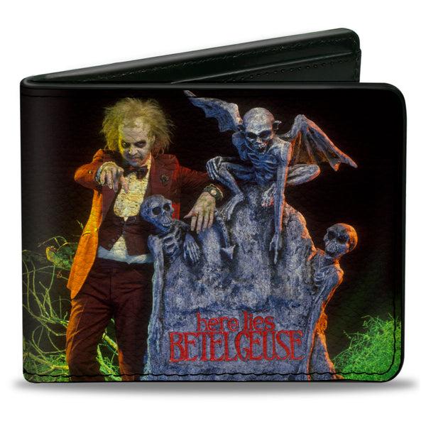 Buckle-Down Bi-Fold Wallet - Beetlejuice HERE LIES BETELGEUSE Graveyard Pose
