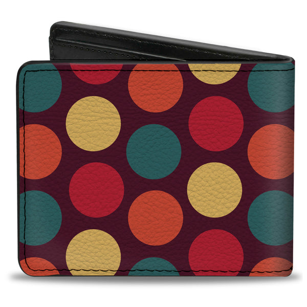 Buckle-Down Bi-Fold Wallet - Big Dots Purple Multi Pastel