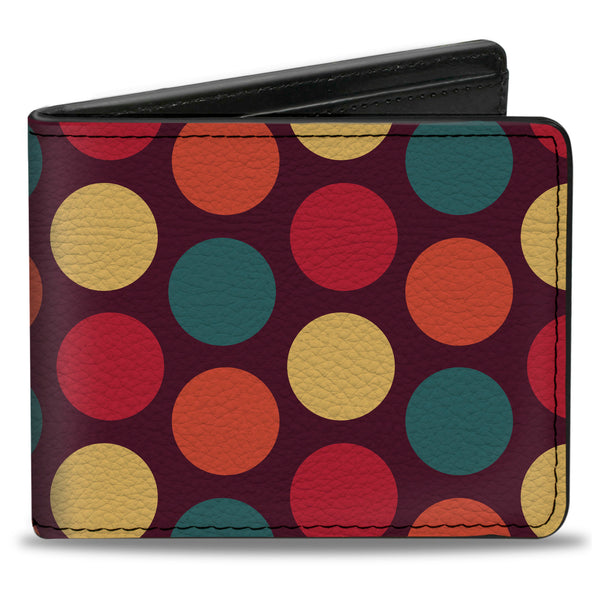 Buckle-Down Bi-Fold Wallet - Big Dots Purple Multi Pastel
