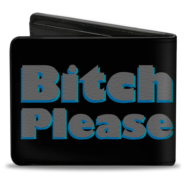 Buckle-Down Bi-Fold Wallet - BITCH PLEASE Black Blue Gray
