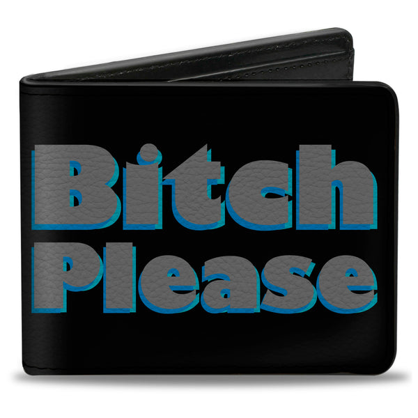 Buckle-Down Bi-Fold Wallet - BITCH PLEASE Black Blue Gray