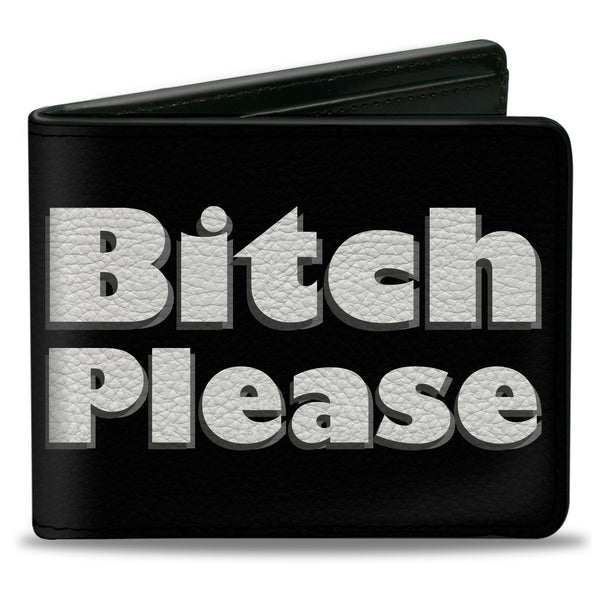 Buckle-Down Bi-Fold Wallet - BITCH PLEASE Black White