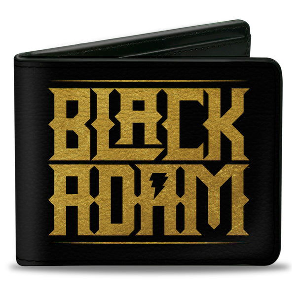 Buckle-Down Bi-Fold Wallet - BLACK ADAM Title Logo and Icons Black/Yellow