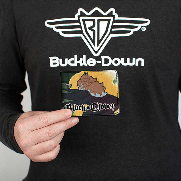 Buckle-Down Bi-Fold Wallet - BLACK CLOVER Asta And Zora Mereoleona Challenge Scene And Title Logo Greens