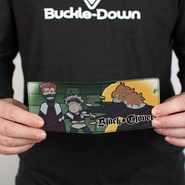 Buckle-Down Bi-Fold Wallet - BLACK CLOVER Asta And Zora Mereoleona Challenge Scene And Title Logo Greens