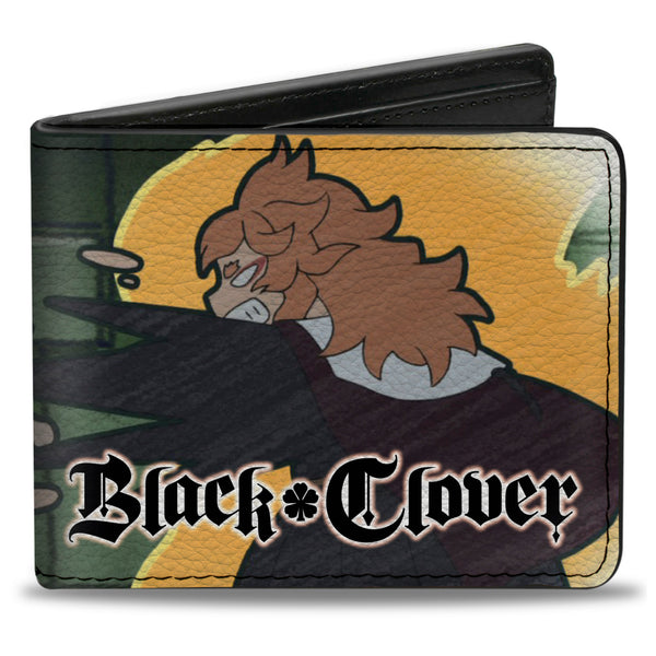 Buckle-Down Bi-Fold Wallet - BLACK CLOVER Asta and Zora Mereoleona Challenge Scene and Title Logo Greens