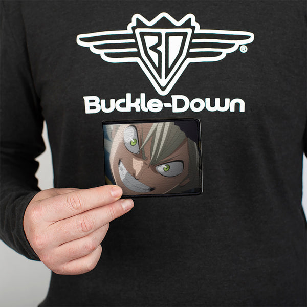 Buckle-Down Bi-Fold Wallet - BLACK CLOVER Asta Face Close-Up And Title Logo