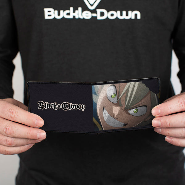 Buckle-Down Bi-Fold Wallet - BLACK CLOVER Asta Face Close-Up And Title Logo