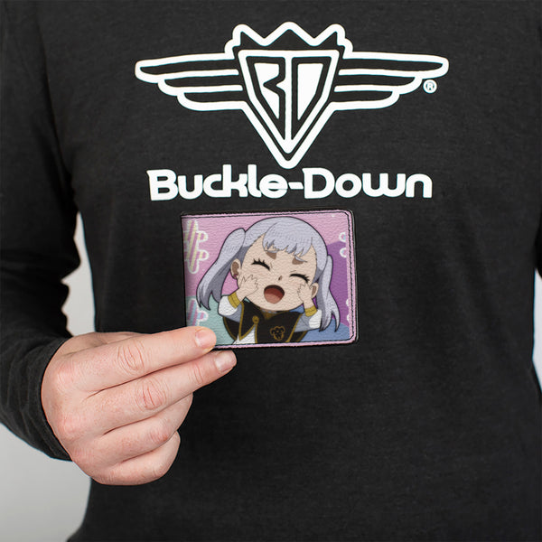 Buckle-Down Bi-Fold Wallet - BLACK CLOVER Chibi Noelle Hash Tag Pose And Title Logo Pinks