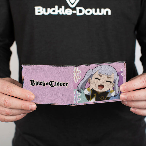 Buckle-Down Bi-Fold Wallet - BLACK CLOVER Chibi Noelle Hash Tag Pose And Title Logo Pinks