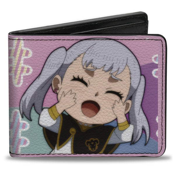Buckle-Down Bi-Fold Wallet - BLACK CLOVER Chibi Noelle Hash Tag Pose and Title Logo Pinks