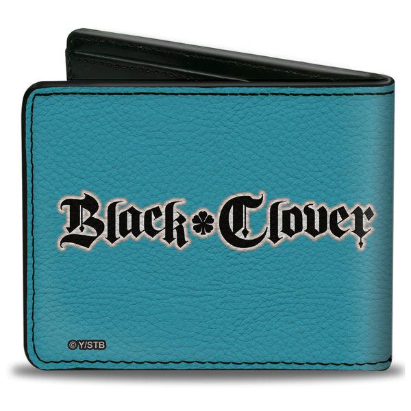 Buckle-Down Bi-Fold Wallet - BLACK CLOVER Chibi Noelle Thinking Scene And Title Logo Blue