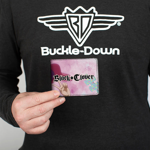 Buckle-Down Bi-Fold Wallet - BLACK CLOVER Dorothy Unsworth Peace Pose And Title Logo Pinks