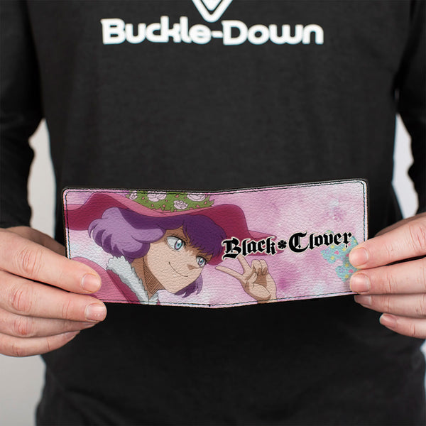 Buckle-Down Bi-Fold Wallet - BLACK CLOVER Dorothy Unsworth Peace Pose And Title Logo Pinks