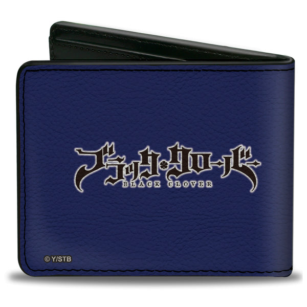 Buckle-Down Bi-Fold Wallet - BLACK CLOVER Five Character Group Action Pose And Title Logo Purple