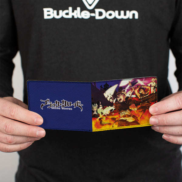 Buckle-Down Bi-Fold Wallet - BLACK CLOVER Five Character Group Action Pose And Title Logo Purple