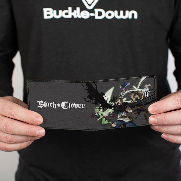 Buckle-Down Bi-Fold Wallet - BLACK CLOVER Five Character Group Action Pose And Title Logo Gray