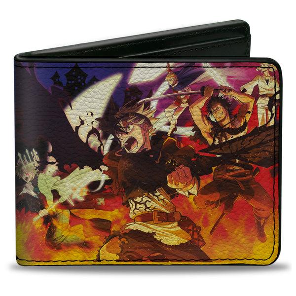 Buckle-Down Bi-Fold Wallet - BLACK CLOVER Five Character Group Action Pose and Title Logo Purple