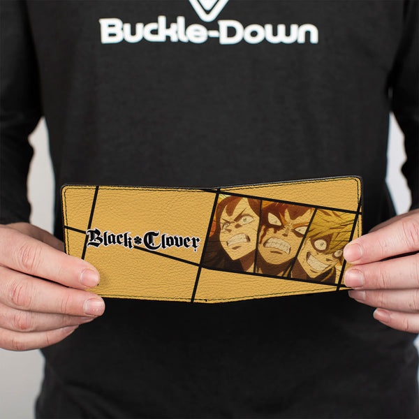 Buckle-Down Bi-Fold Wallet - BLACK CLOVER Three Character Face Blocks And Title Logo