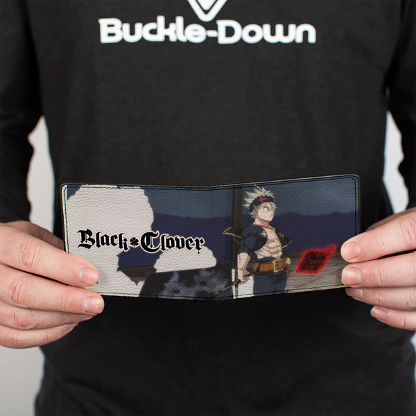 Buckle-Down Bi-Fold Wallet - BLACK CLOVER Title Logo Asta Sword Pose Blues
