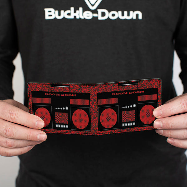 Buckle-Down Bi-Fold Wallet - Boombox BOOM BOOM Black Red