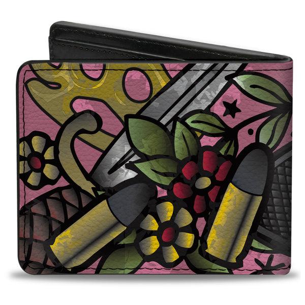 Buckle-Down Bi-Fold Wallet - Born To Raise Hell CLOSE-UP Pink