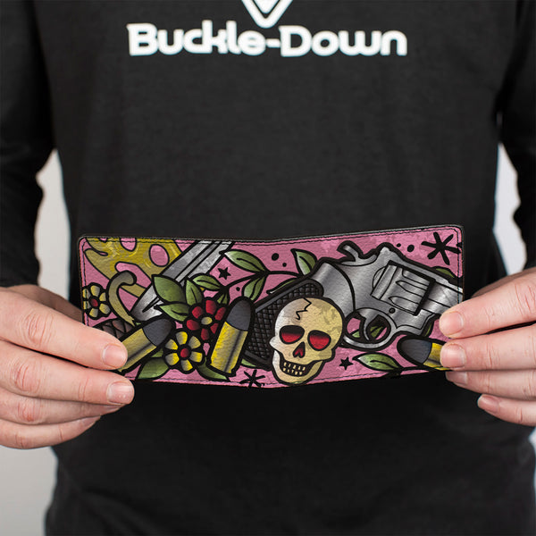Buckle-Down Bi-Fold Wallet - Born To Raise Hell CLOSE-UP Pink