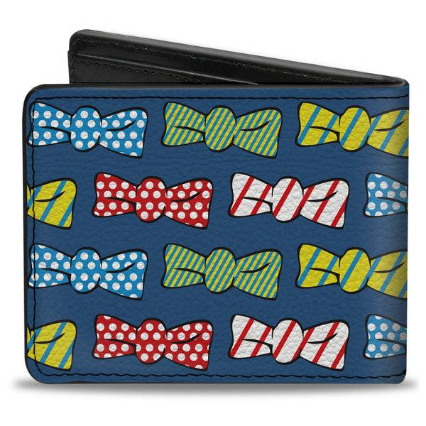 Buckle-Down Bi-Fold Wallet - Bowties Blue Multi Color