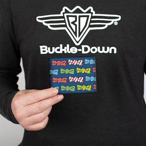 Buckle-Down Bi-Fold Wallet - Bowties Blue Multi Color