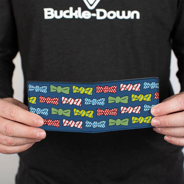 Buckle-Down Bi-Fold Wallet - Bowties Blue Multi Color