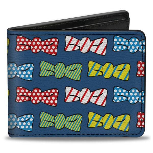 Buckle-Down Bi-Fold Wallet - Bowties Blue Multi Color