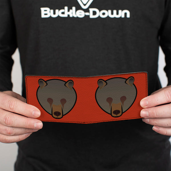 Buckle-Down Bi-Fold Wallet - Brown Bear Repeat Orange