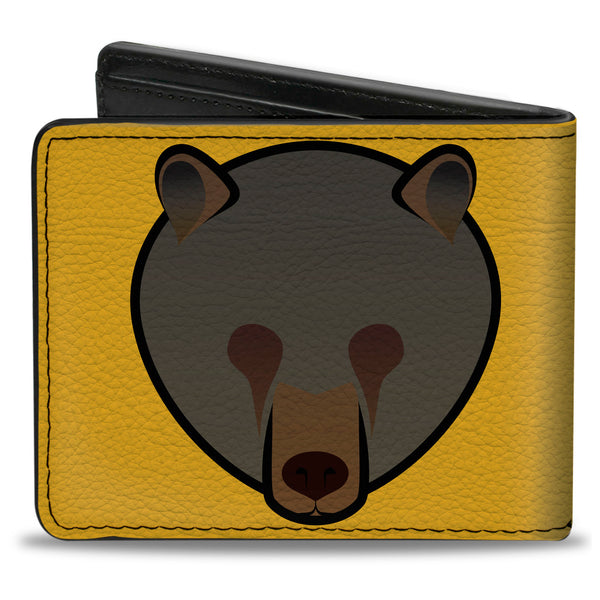 Buckle-Down Bi-Fold Wallet - Brown Bear Repeat Yellow