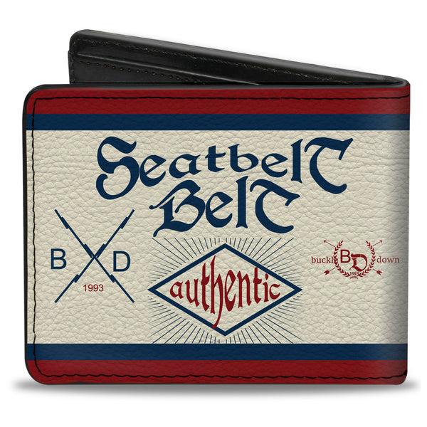 Buckle-Down Bi-Fold Wallet - Buckle-Down AUTHENTIC SEATBELT BELT White Blue Red
