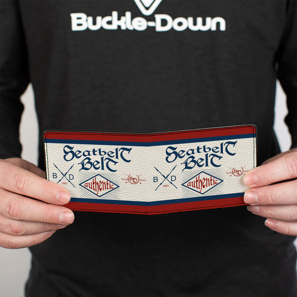 Buckle-Down Bi-Fold Wallet - Buckle-Down AUTHENTIC SEATBELT BELT White Blue Red