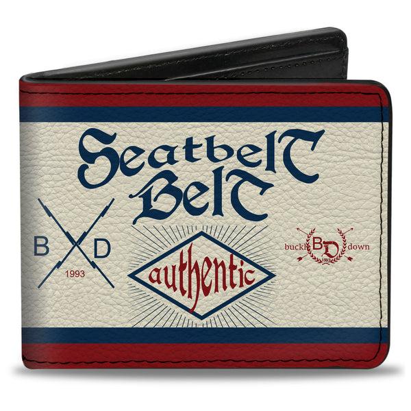 Buckle-Down Bi-Fold Wallet - Buckle-Down AUTHENTIC SEATBELT BELT White Blue Red