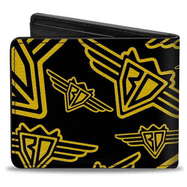 Buckle-Down Bi-Fold Wallet - Buckle-Down BD Logo Scattered Black Yellow