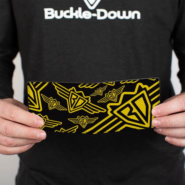 Buckle-Down Bi-Fold Wallet - Buckle-Down BD Logo Scattered Black Yellow