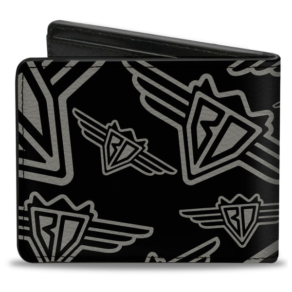 Buckle-Down Bi-Fold Wallet - Buckle-Down BD Logo Scattered Black Gray